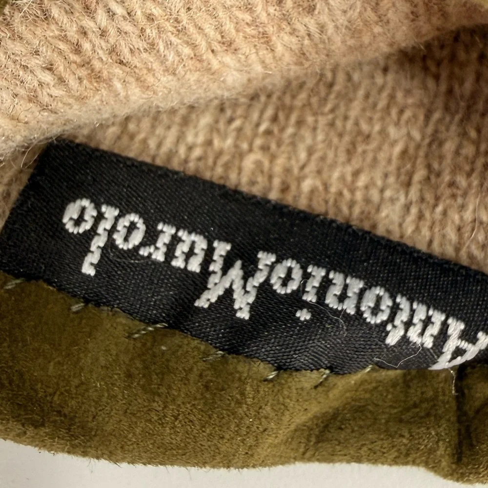 ANTONIO MUROLO ITALY Silky Soft Suede Leather Gloves Wool Lined sz 7.5 Green